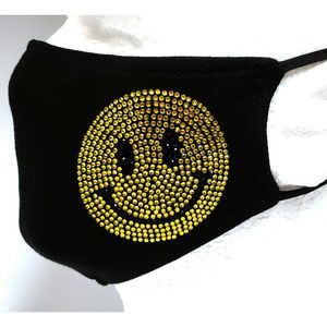 Rhinestone Mask, Fashion Mask, Fabric Mask-Smile